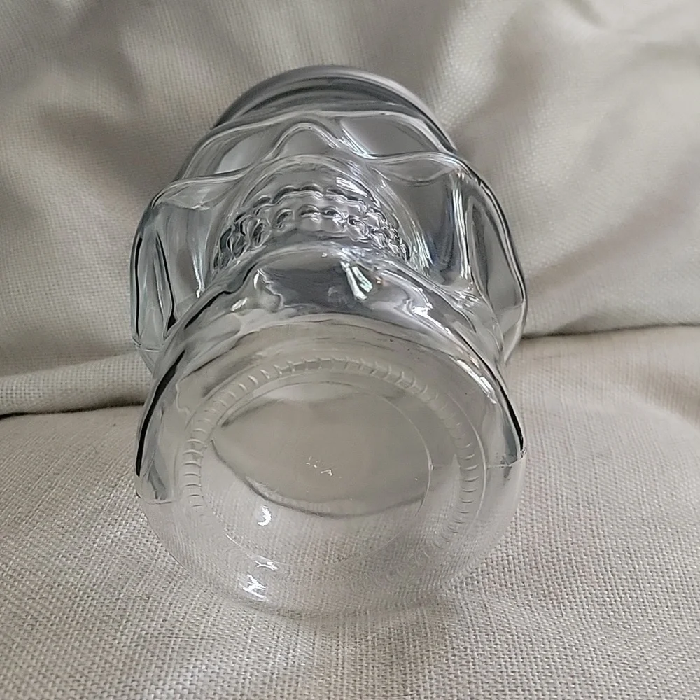Clear glass skull container. Thick Glass